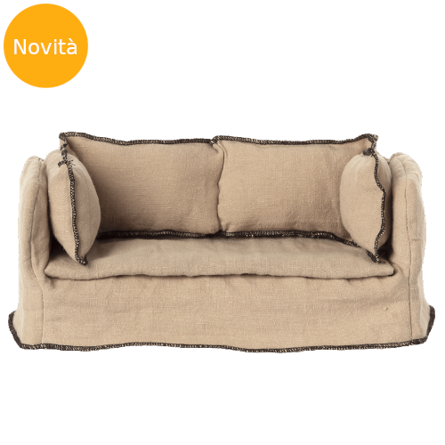 Mini divano in legno e tessuto di lino