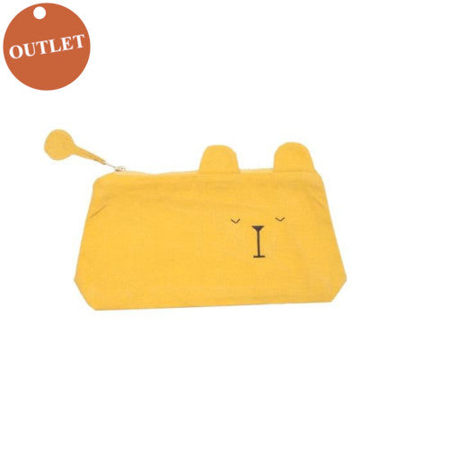Astuccio portaoggetti giallo a forma di orso appisolato