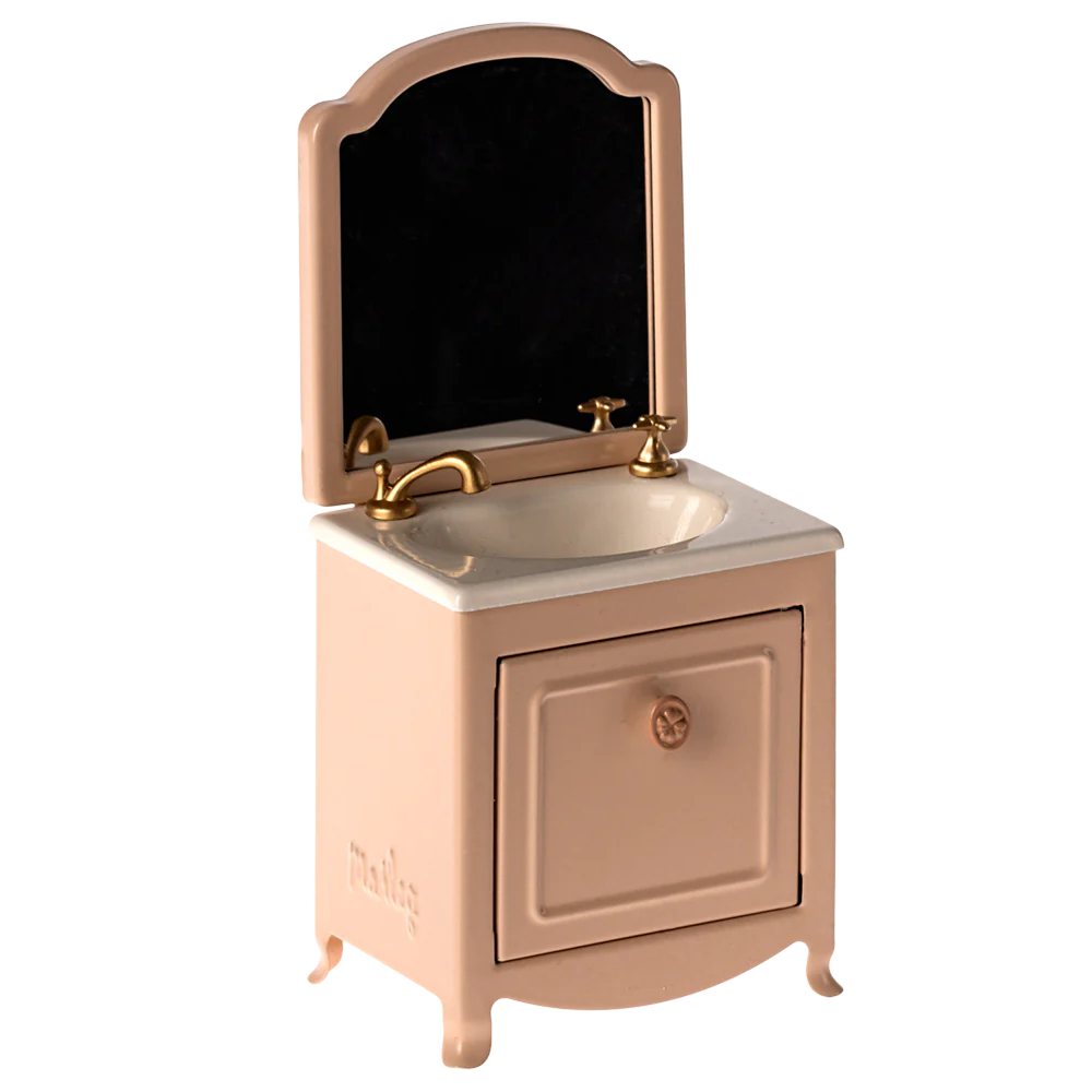 Mobiletto bagno con specchio - rosa polvere