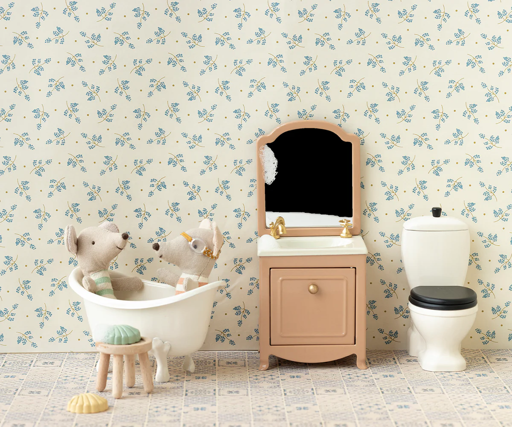 Mobiletto bagno con specchio - rosa polvere