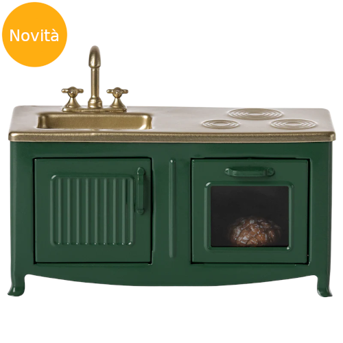 Cucina in miniatura verde scuro