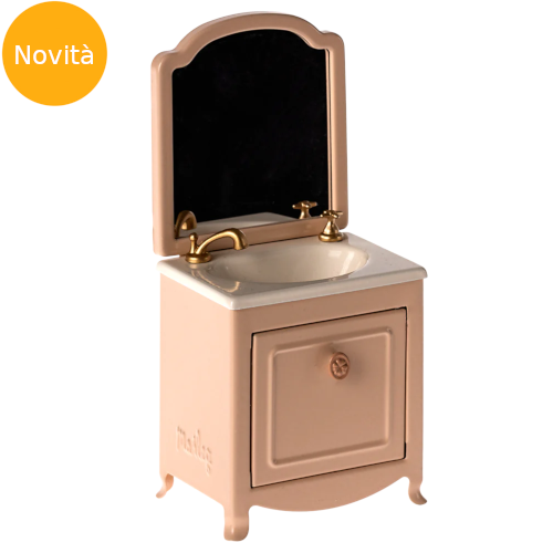Mobiletto bagno con specchio - rosa polvere