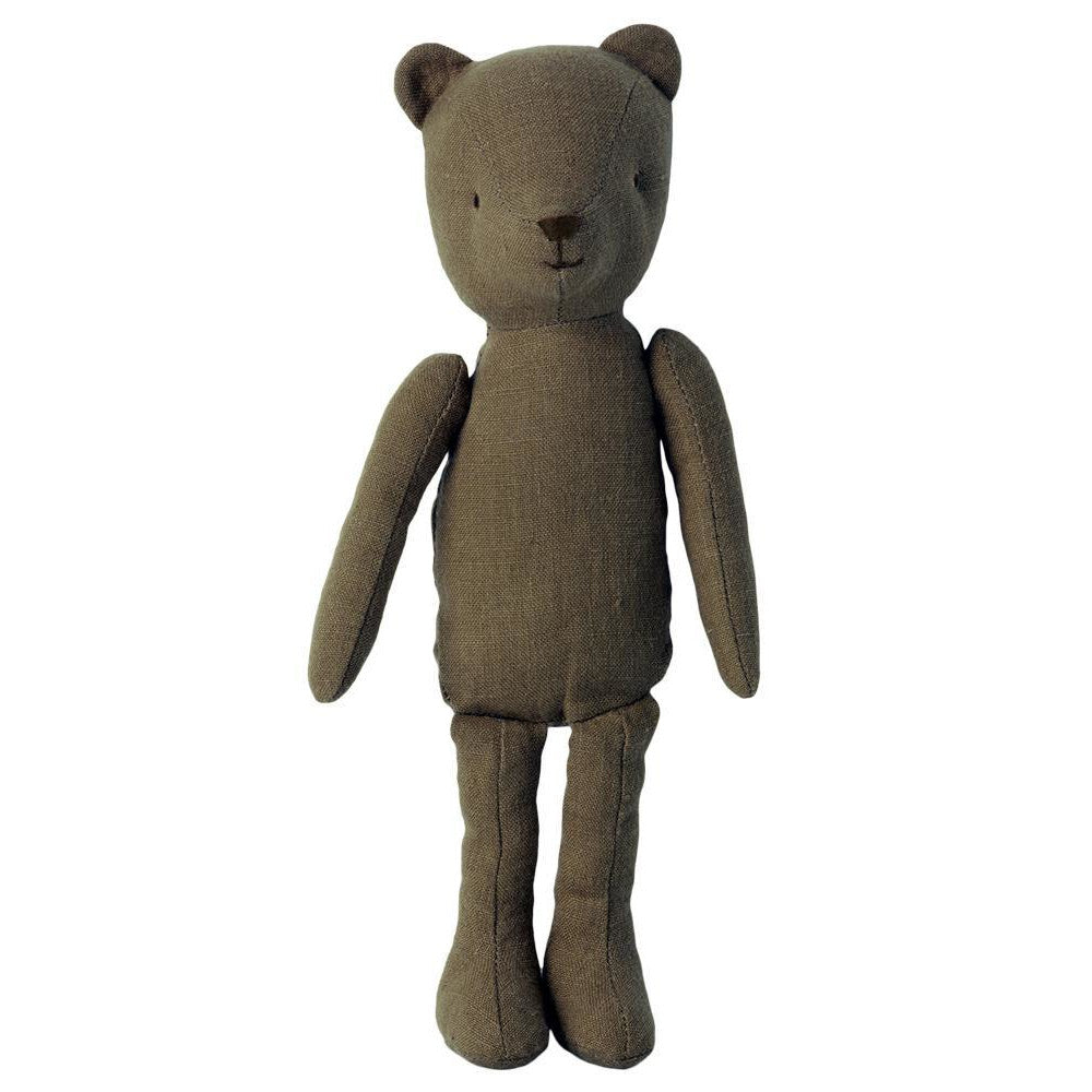 Teddy padre, peluche in stoffa a forma di orsetto con pelliccia grigio scuro in piedi