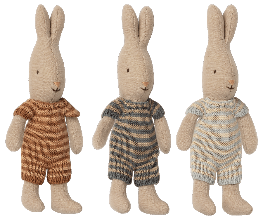 Set coniglietti formato Micro in completo a righe