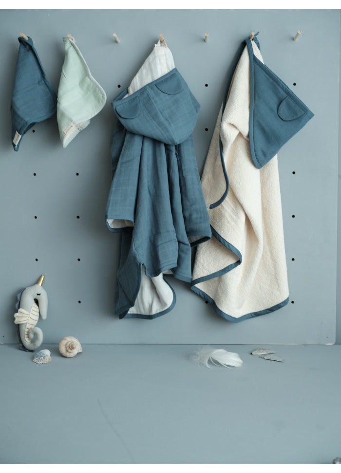 Asciugamano con cappuccio in cotone biologico - Coniglio Blu