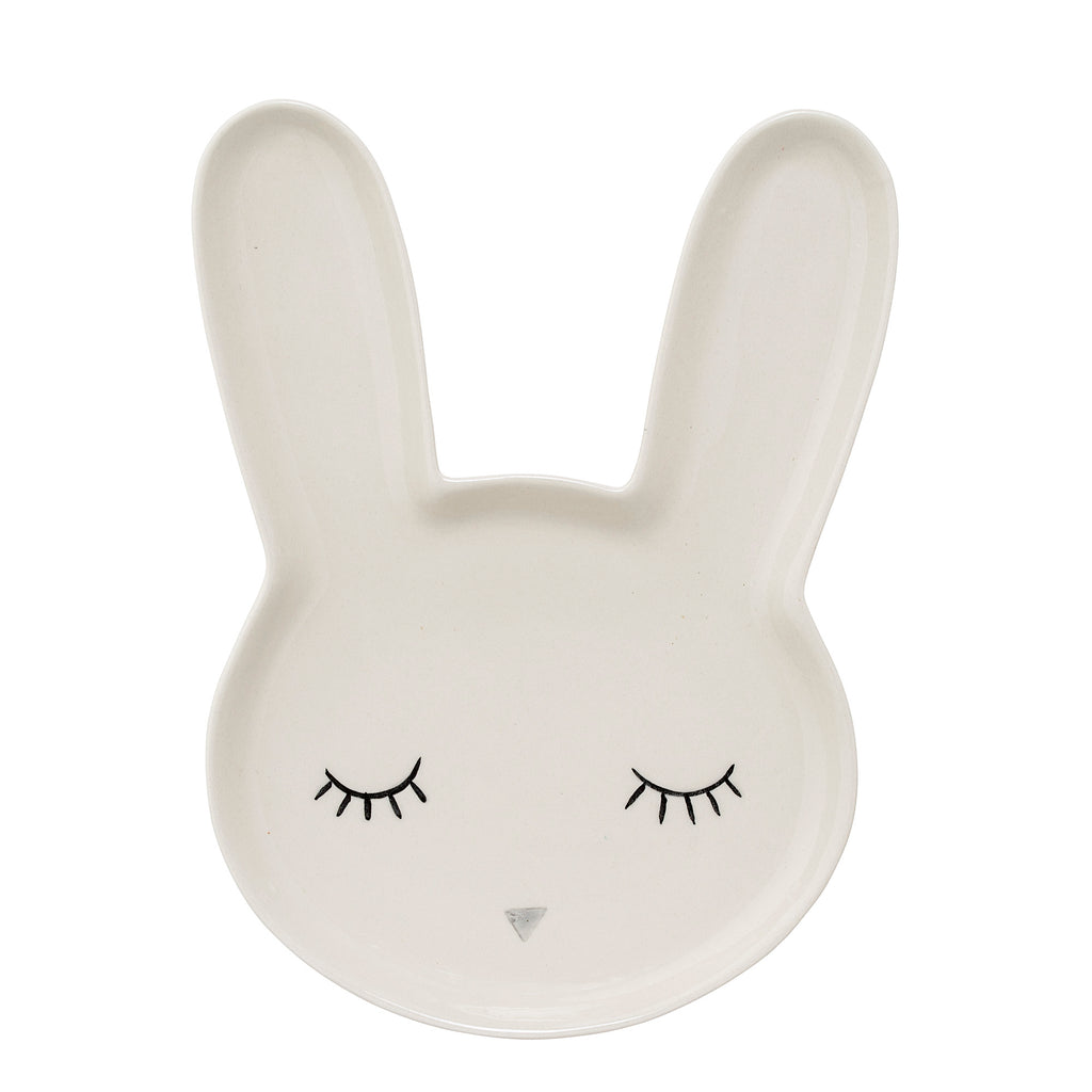 Piatto in ceramica a forma di coniglietto con le orecchie