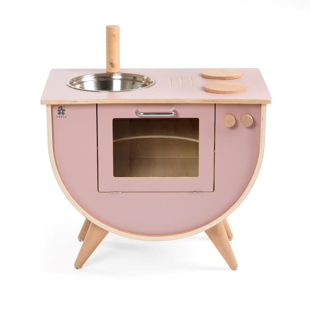 mini cucina rosa con lavello, fuochi e forno