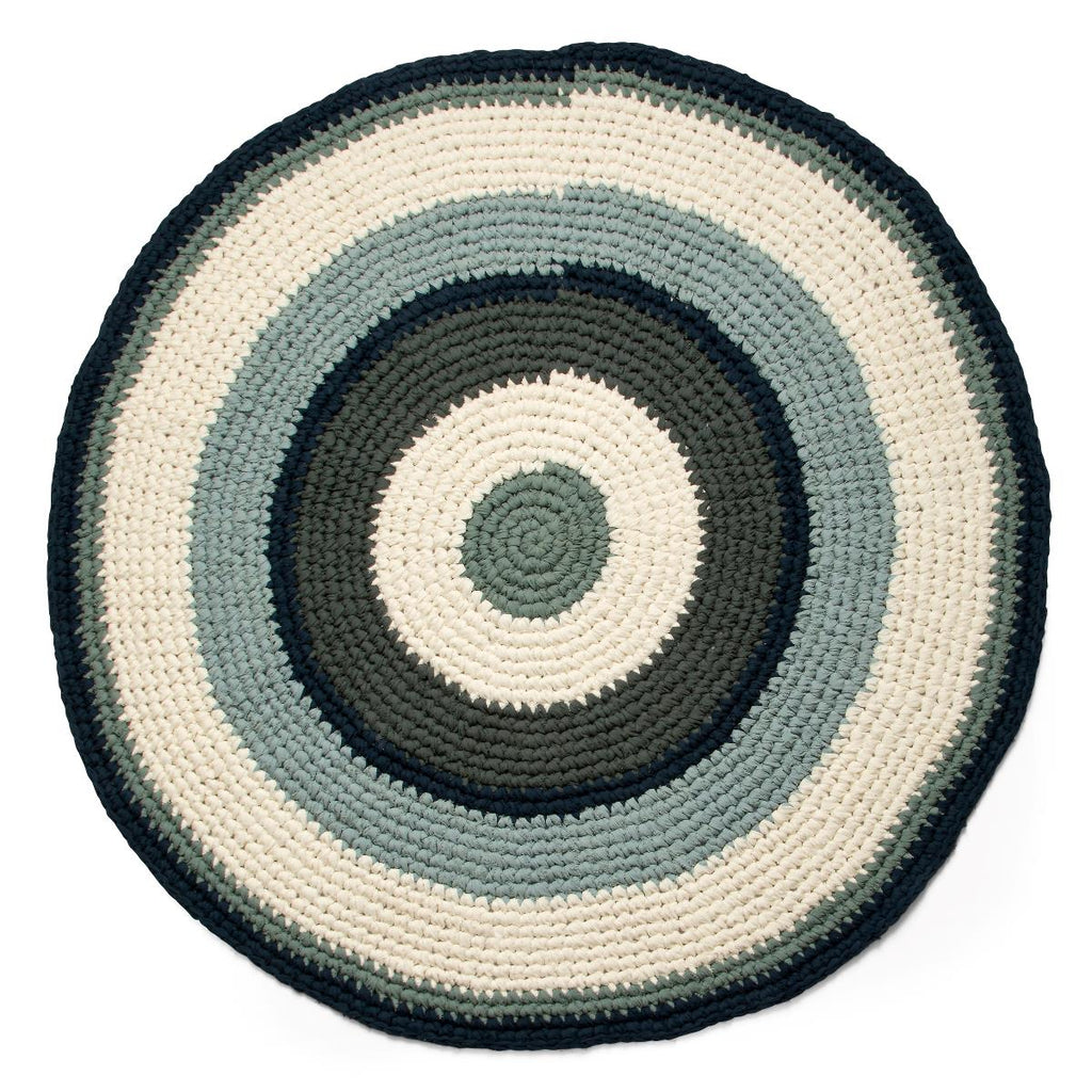 Tappeto rotondo in cotone a anelli concentrici multicolori