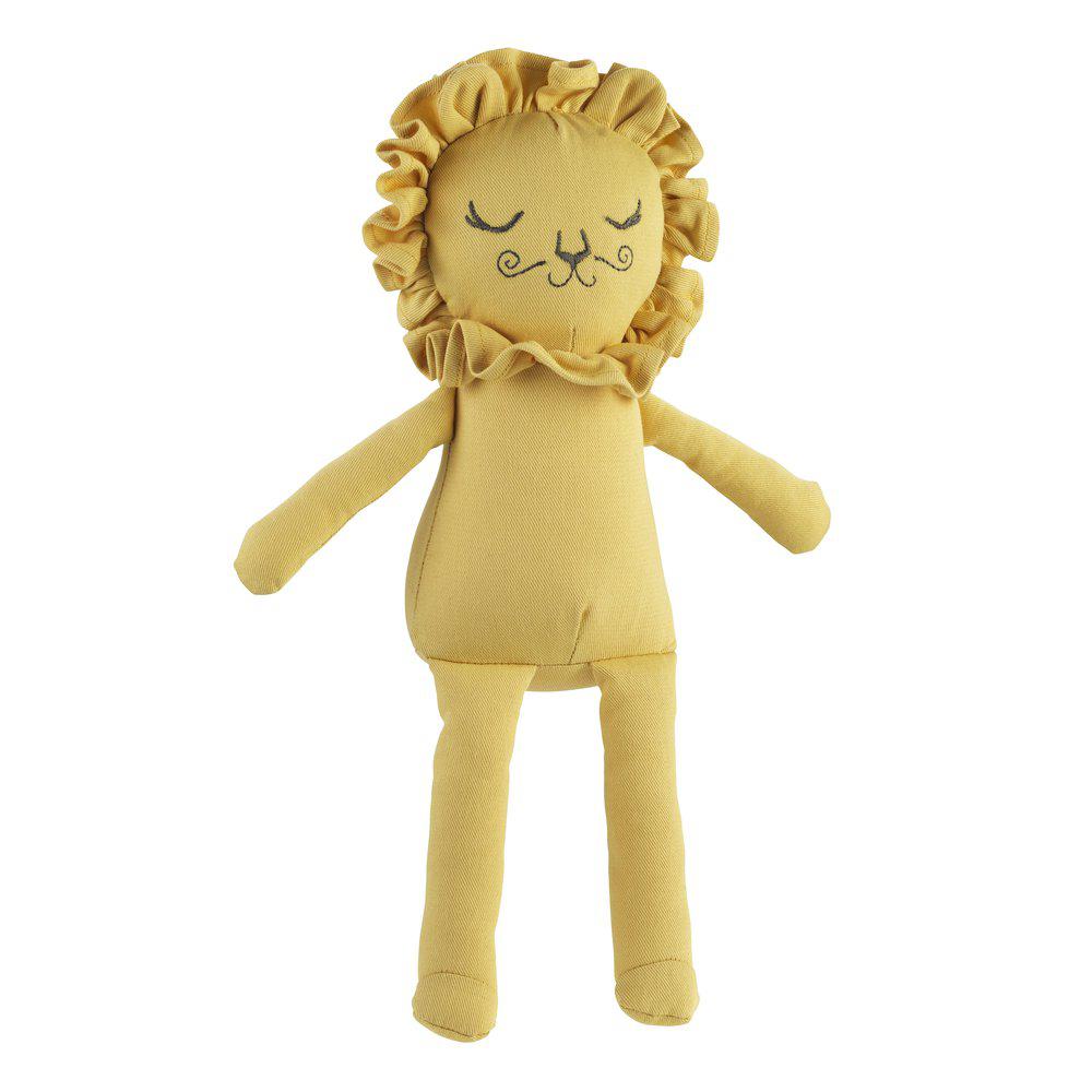 Bambola di stoffa color miele con viso da leoncino con criniera