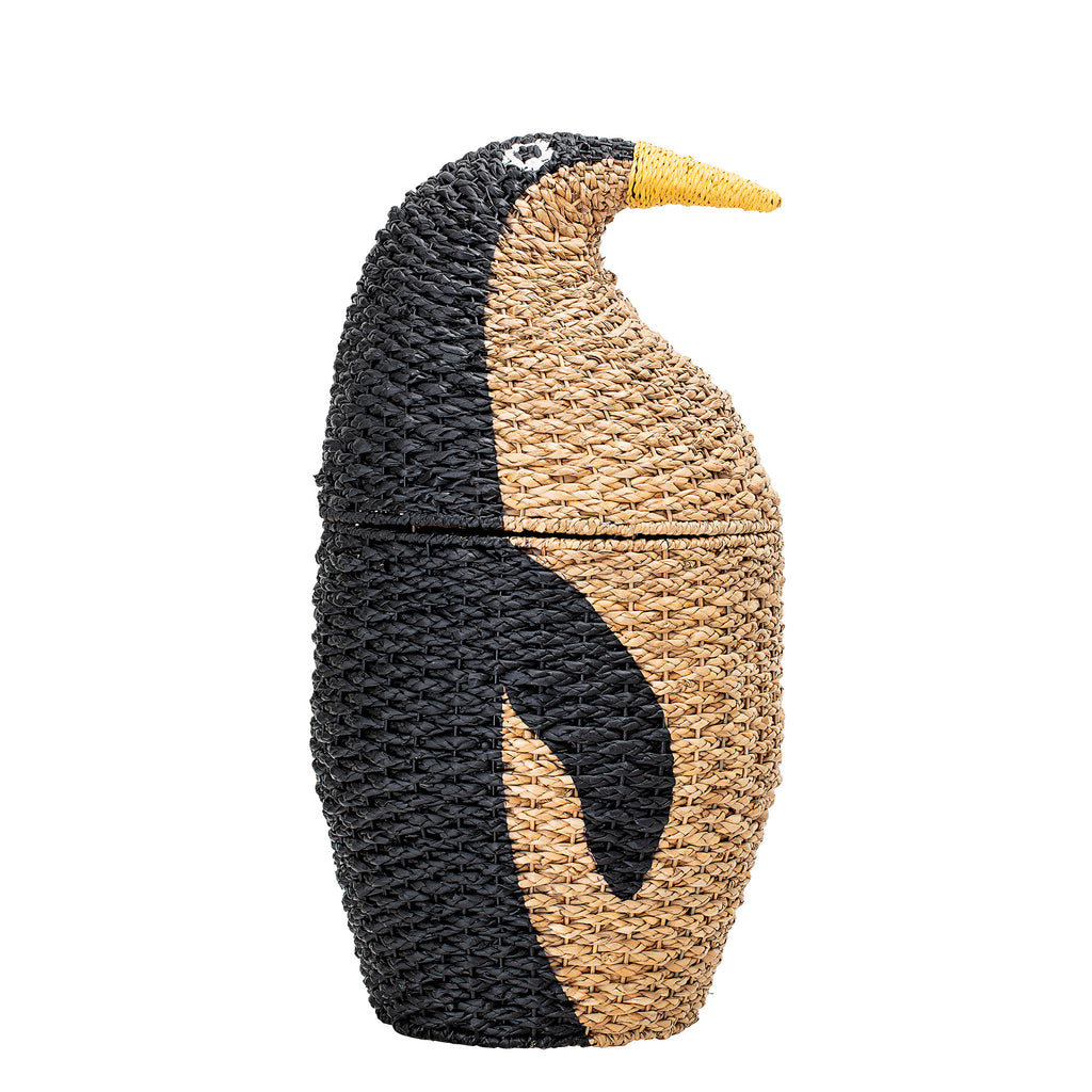 Cestino, con coperchio, a forma di pinguino con becco giallo in fibra di Bankuan