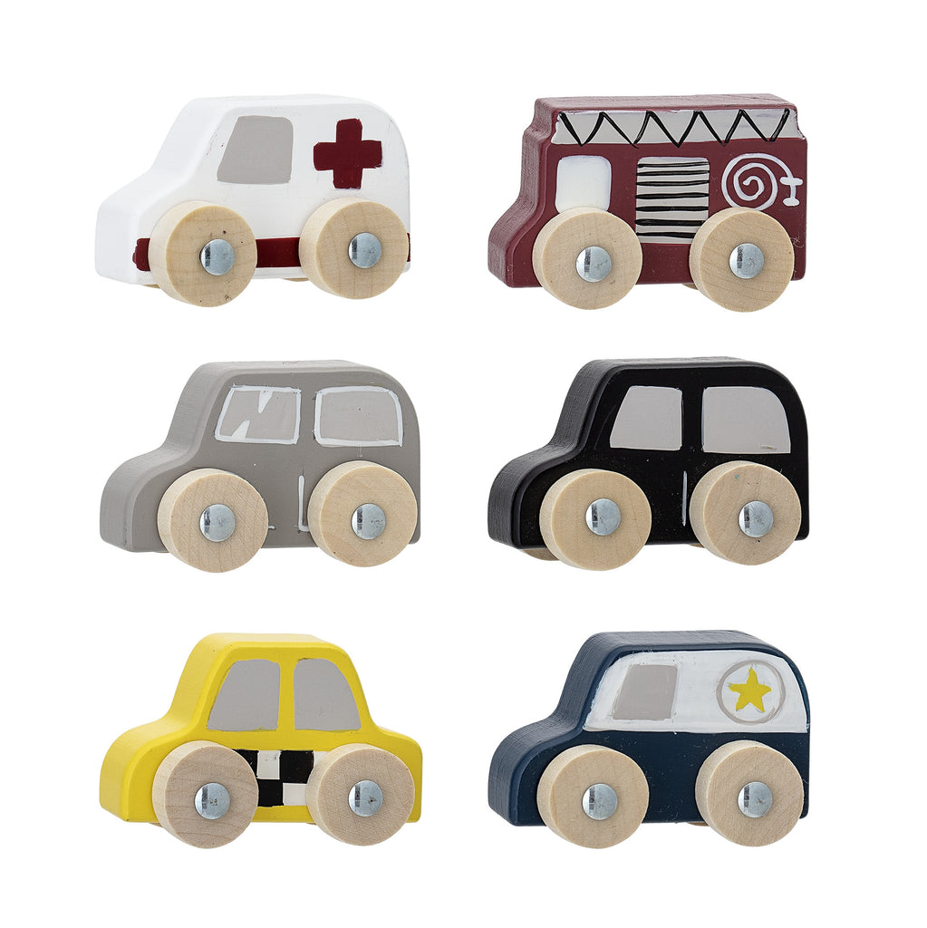 Set di mini veicoli in legno dipinti a mano