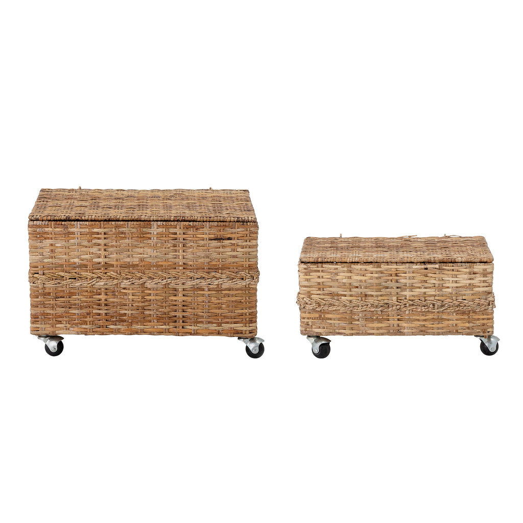 Set due box in rattan con ruote