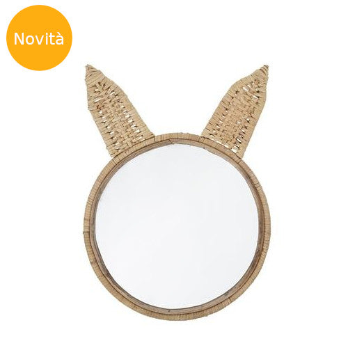 Specchio rotondo da parete con orecchie da coniglio