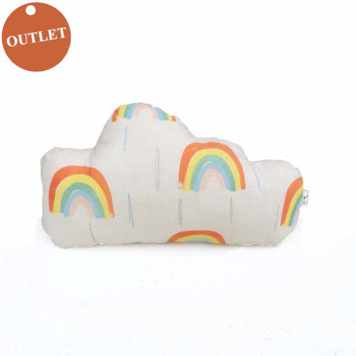 Cuscino a forma di nuvola con arcobaleno serigrafato a mano