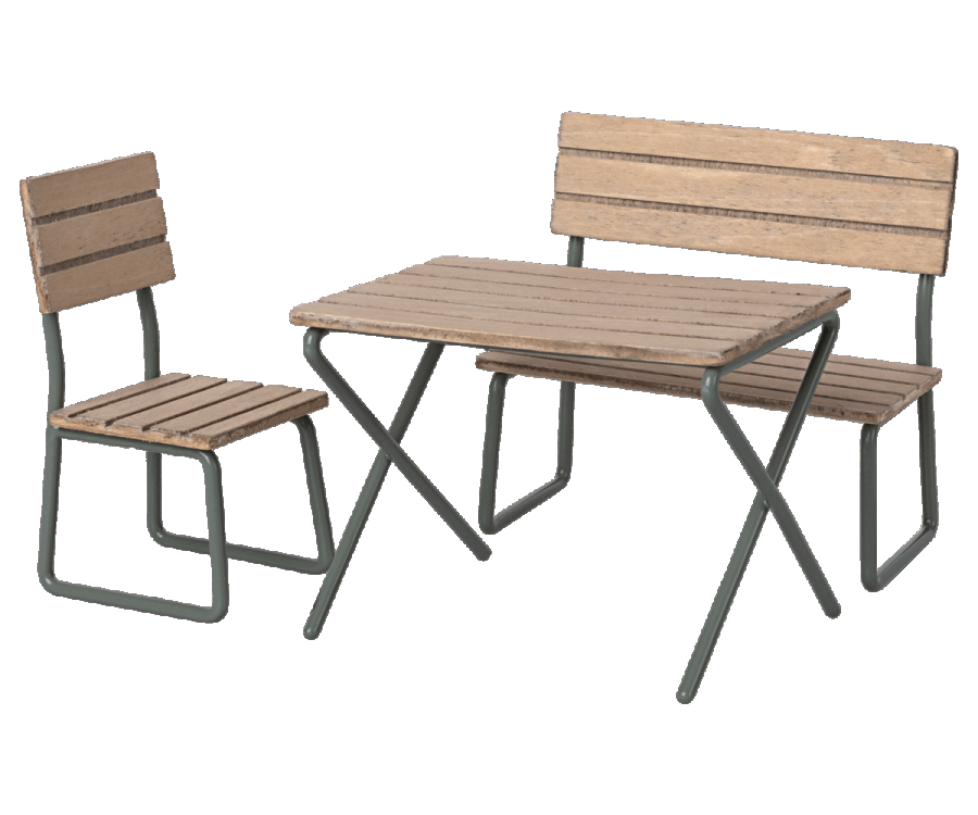 Set tavolo e sedie da giardino e terrazzo per topini